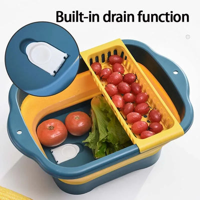 Foldable Strainer Fruit Vegetable Washing Basket Colander Dish Drainer Silicon Collapsible Drainer Kitchen Storage Tool