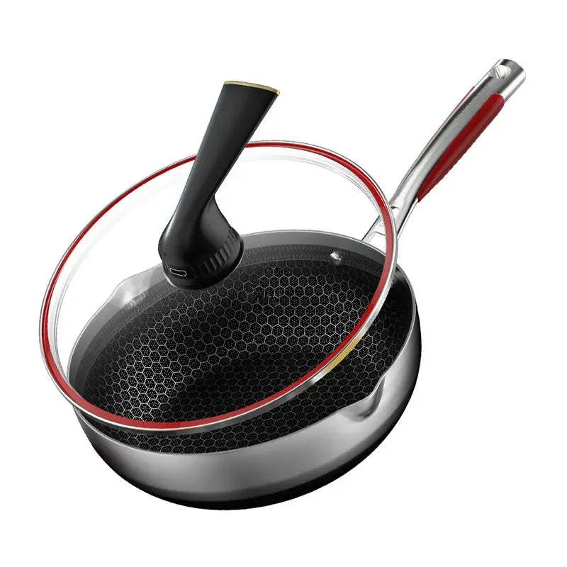 Non-stick wok 28cm 316L stainless steel frying pan chinese wok honeycomb nonstick bottom high end kitche kitchen cookware