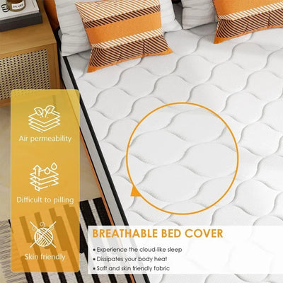 10 Inch Innerspring Full Mattress Medium Firm Hybrid Mattress with Removable Cover Bed-in-a-Box Pressure Relief Foam Mattress