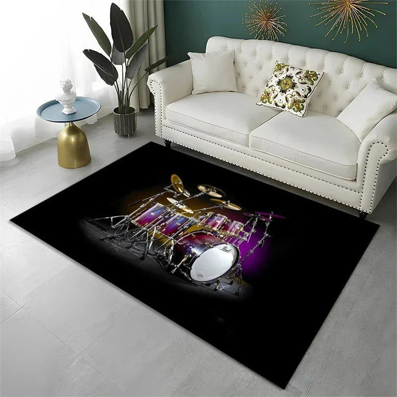 Drum Kit Carpet for Living Room Bedroom Decoration Music Instruments Area Rugs Non-slip Home Lounge Floor Mat Kitchen Doormat