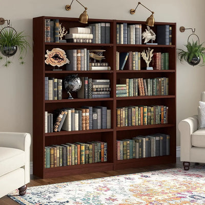 Universal 5 Shelf Bookcase, Vogue Cherry,Tall Bookshelf , Large Storage Cabinet Set, Home Office Bookcase ,Living Room