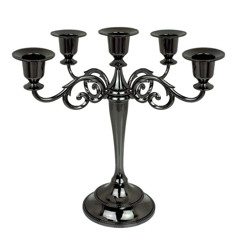 Bronze/Black Metal Pillar Candle Holders Candlestick Wedding Stand For Mariage Home Decor Holiday Party Candelabra Stand Gift