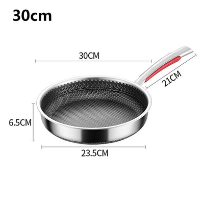 22/28/30CM Frying Pan Food Grade Non Stick Pan Honeycomb Pot Bottom Induction Cooker Gas Stove General Wok 316 Stainless Steel