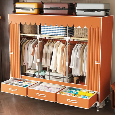 Orange wardrobe with drawers for home use, bedrooms for rent, sturdy and durable clothes cabinet for hanging clothes