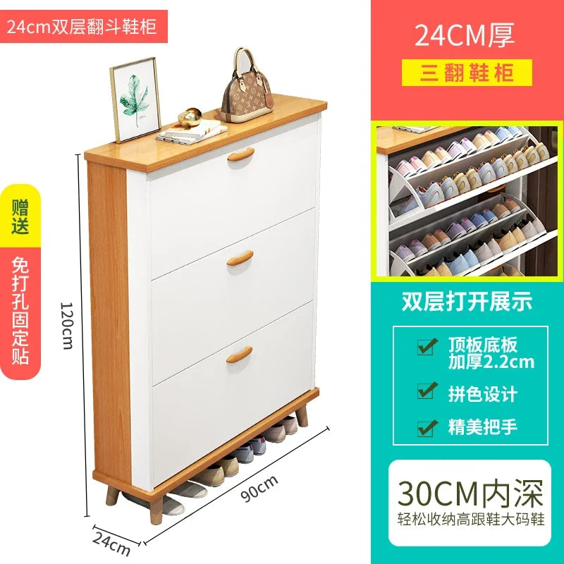 Ultra-Thin Shoe Cabinet Home Doorway Home Tilting Entrance Cabinet Shoe Rack