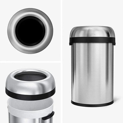 Hot sales13 Gallon 16 Gallon 60 Liter Brushed Stainless SteelCommercial Grade Heavy Gauge Bullet Open Top Trash Bin for Househol