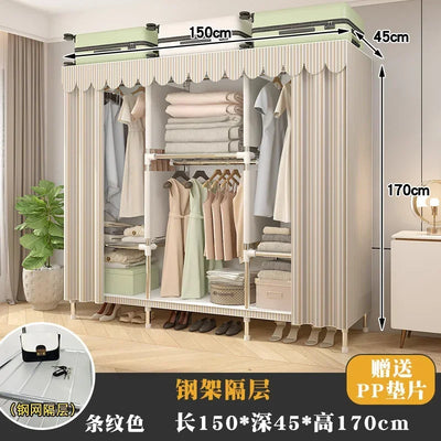 Simple Steel Frame Wardrobe  Easy Assembly, NonWoven Fabric Closet, Durable Storage Solution, Bedroom Organization