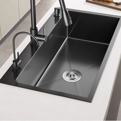 Stainless steel black sink, large single sink, hand-thickened kitchen under-counter basin, vegetable basin, dishwasher