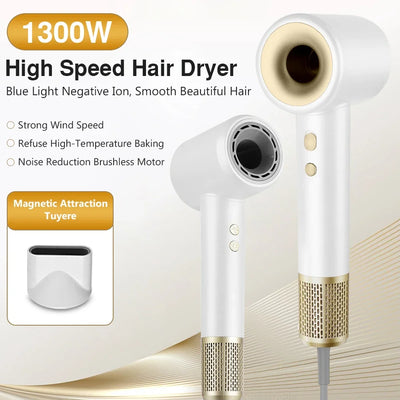 New High-Speed Hair Dryer 1600W High-Power Negative Ion Leafless Strong Power Dryer Professional Hair Dryer for Home Hair Salons