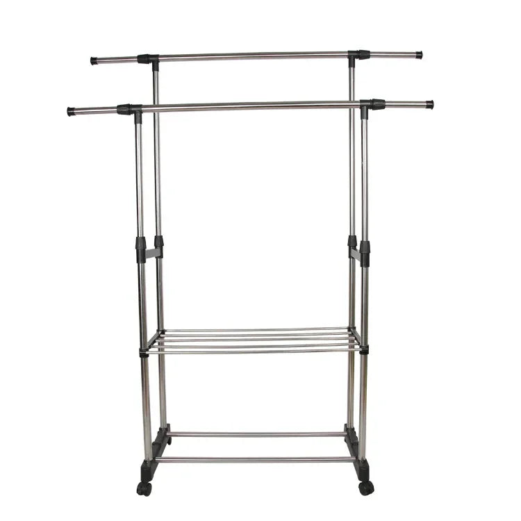 Factory direct supply stainless steel drying rack, outdoor drying rack, balcony telescopic double-rod hanger, floor drying rack