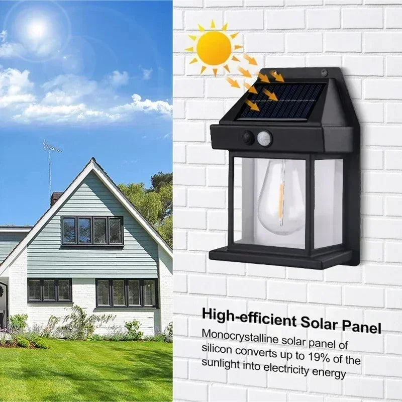 Tungsten wire Solar lamps Intelligent Motion Sensor Wall Lamp 3 Modes Waterproof Courtyard Garden corridor Decoration Lantern