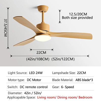 36/42/52 Inch white Black 3 ABS Blade Pure Copper DC 30W Motor Ceiling Fan With 24W LED Light Support Remote Control