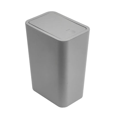 1 Piece Household Square Trash Can Living Room Office Paper Basket Thickened With Lid Push-Type Plastic Light Gray