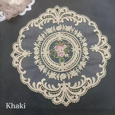 Retro Lace Placemats Handmade Embroidered Table Lace Tablecloth Pastoral Coaster Mat European Bedside Table Placemat Exquisite