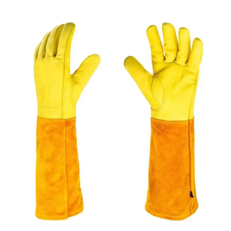 Gardening Gloves for Women Rose Pruning Thorn & Cut Proof Long Elbow Durable Cowhide Leather Gardening Gloves for Pruning