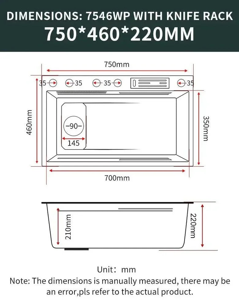 304 Stainless Steel Kitchen Waterfall Sink Digital Display Large Single Sink Dish Basin Sink with Multifunction Touch Waterfall