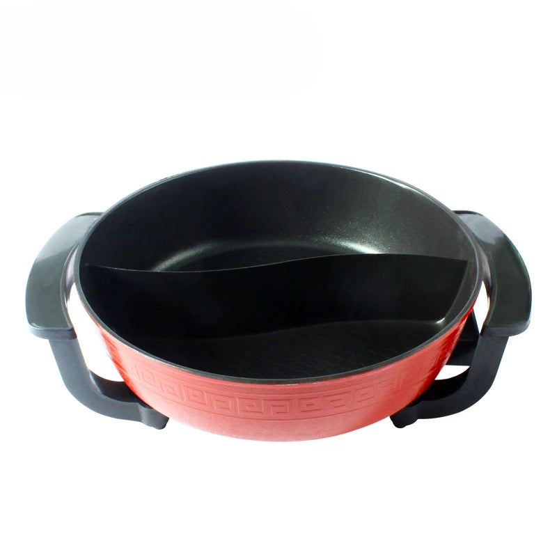 Electric Hot Pot Double Soup Pots Non Stick Smokeless Home Kitchen Cookware Twin Divided Shabu Pot Electric Cooker 5L