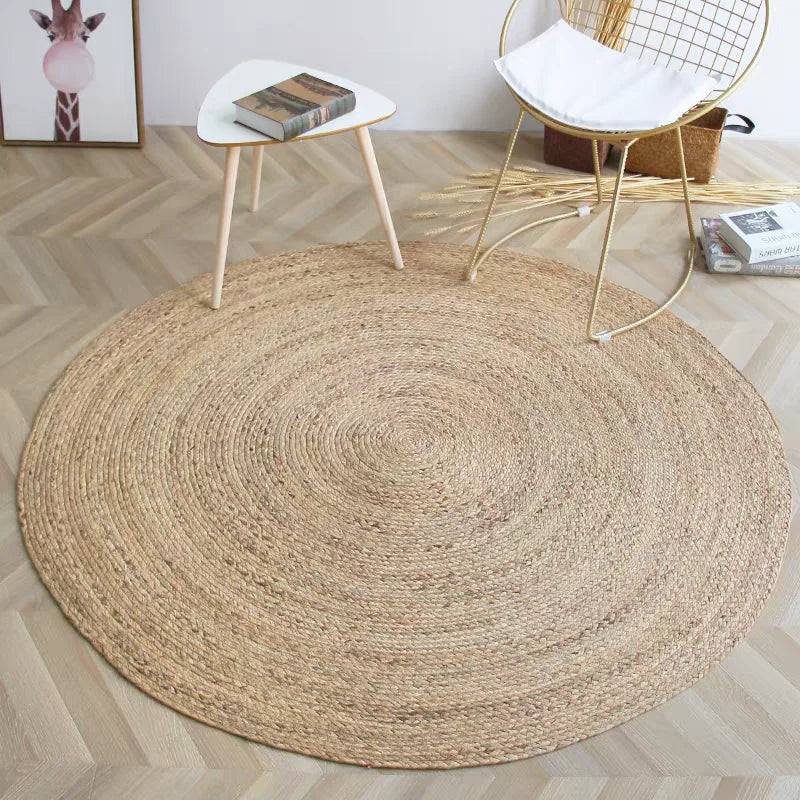 100% Straw Round Carpets Rugs for Living Room Bedroom Bulrush Natural Reed Grass Rattan Carpet Tea Table Floor Mats Hand-woven