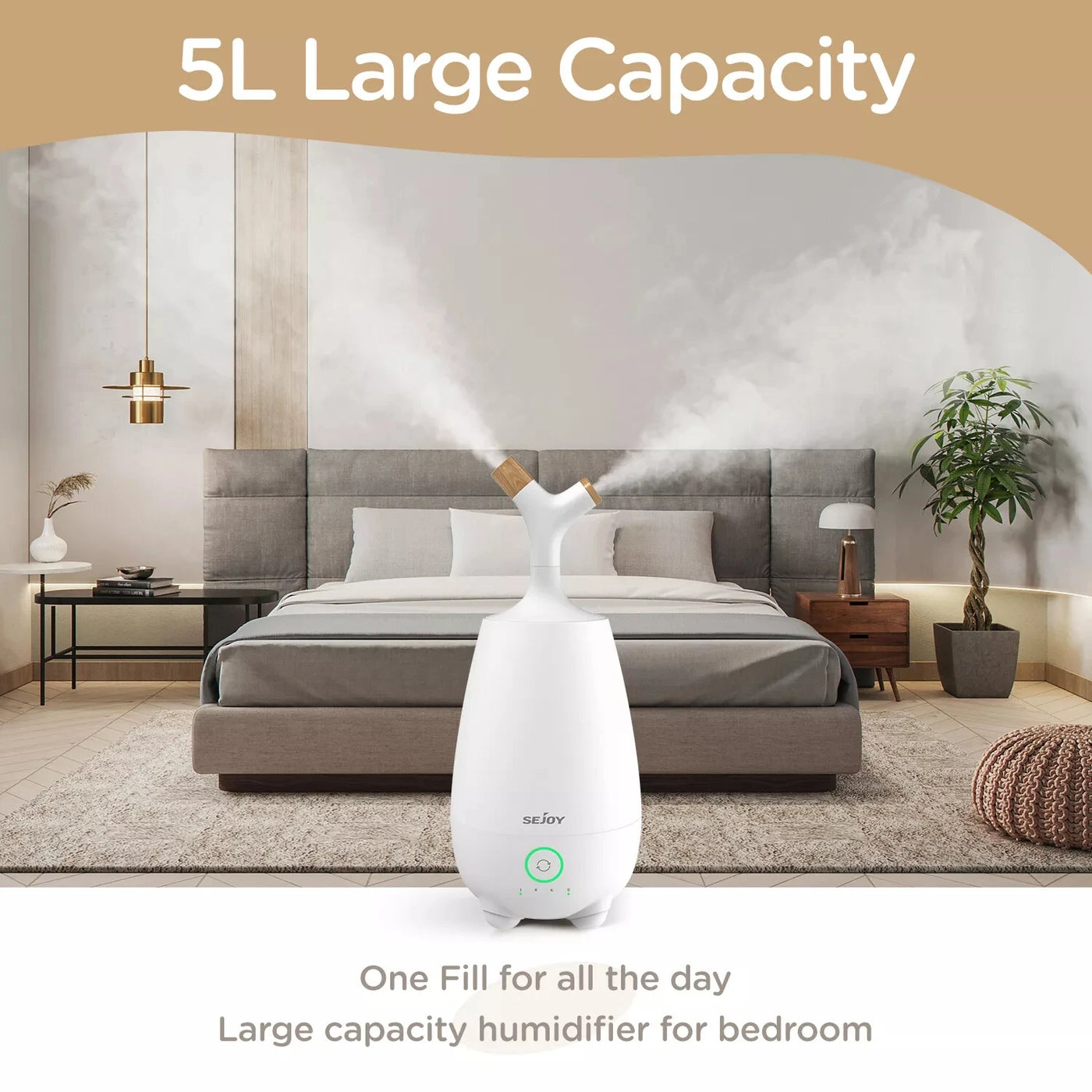 SEJOY Ultrasonic Humidifiers For Home Bedroom Room Office Cool Mist Air Humidifier 5L