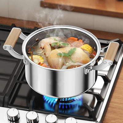 316 Stainless Steel Soup Pot Honeycomb Non-stick Pot with lid Household Hot Pot Induction Cooker Gas Stove Universal Frying Pan