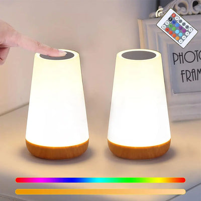 LED Night Light 13Color RGB Changing Table Lamp Remote Control Touch Dimmable Lamp Portable Bedside Lamp Rechargeable Night Lamp