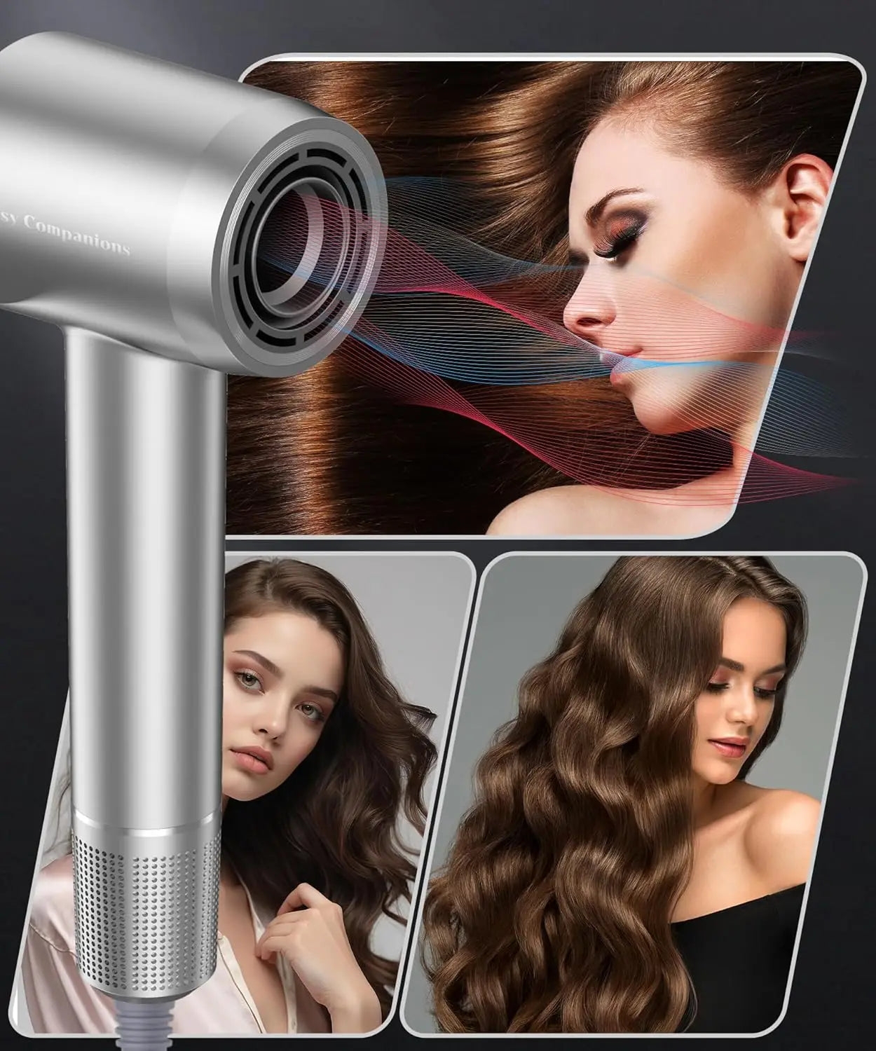 Negative Ionic Blow Dryer, Fast Drying, Hairdryer with Diffuser, Lightweight and Quiet