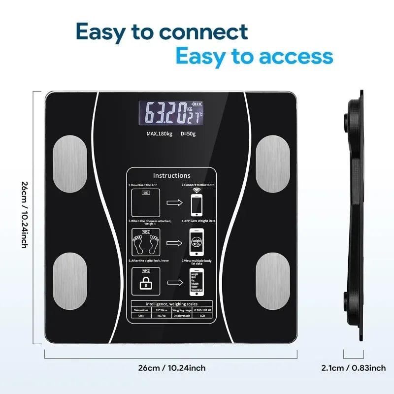 Body Fat Scale LED Digital Display APP Smart Weight Scale USB Rechargeable Body Composition Analyzer Test Scale Body Fat Scale