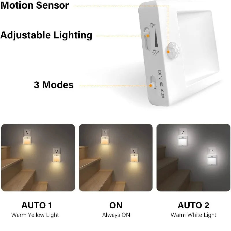 EU Plug Human Body Sensing Light, Bedroom Corridor Embedded LED Motion Sensor, Night Light, Automatic Eye Protection Decorative