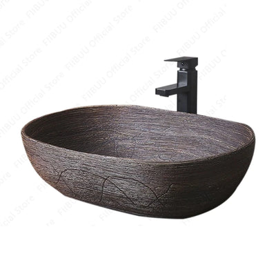 Ceramic Table Sink Porcelain Countertop Vessel Sink For Bathroom Balcony Lavatory Washbasin Above Counter Vanity Bowl Art Basin