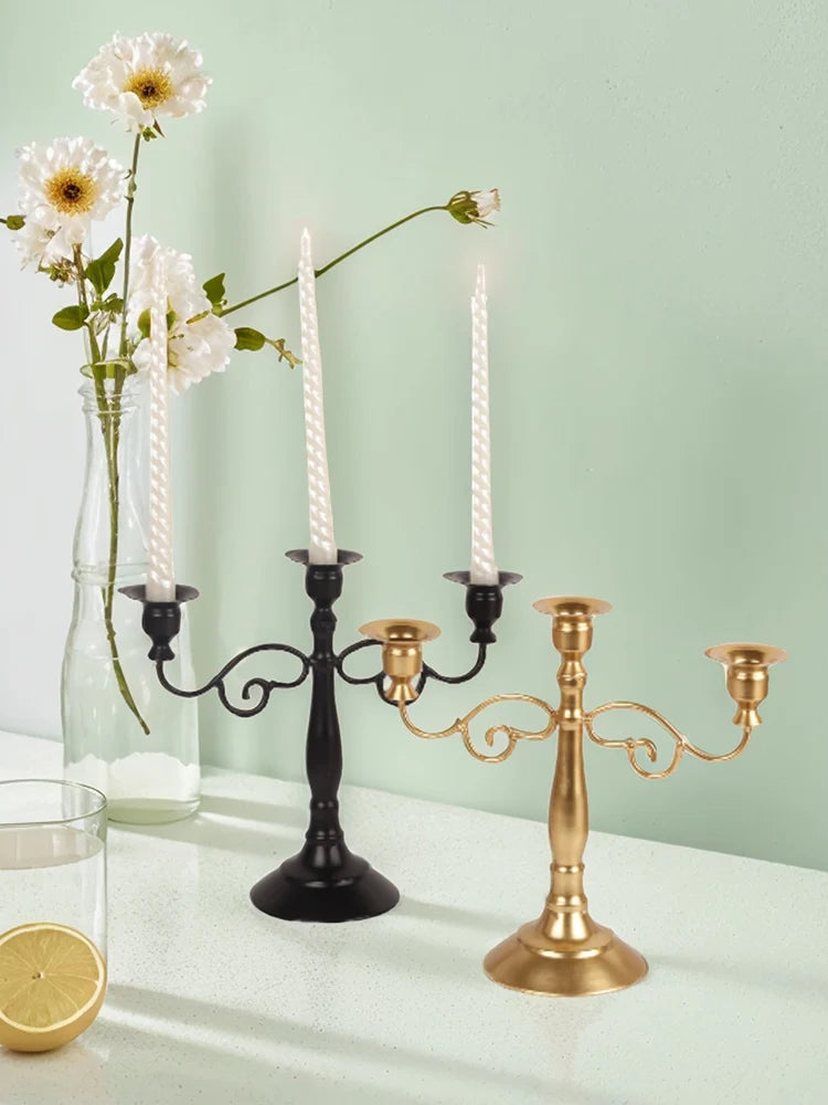 1PC European style Metal Candle Holders Simple Golden Wedding Decoration Bar Party Living Room Decor Home Decor Candlestick