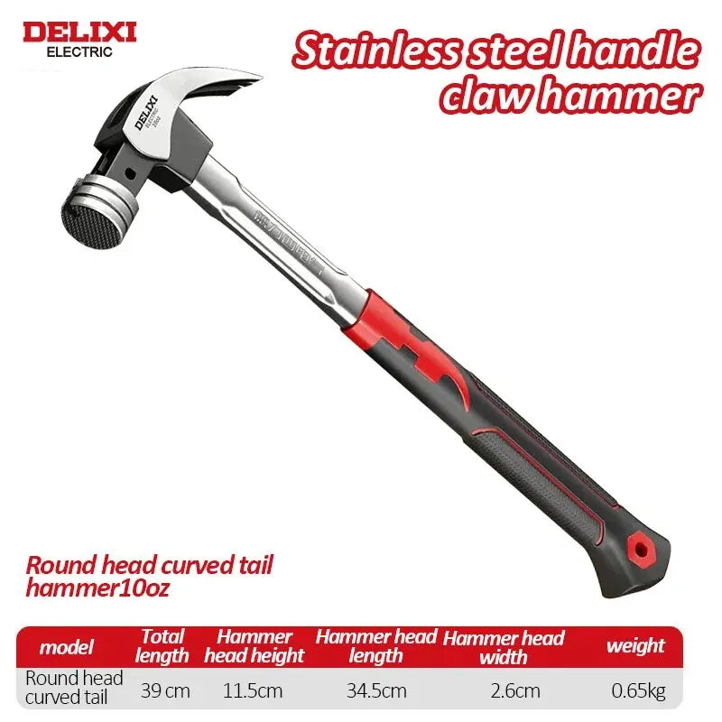 DELIXI ELECTRIC Hammer,High Carbon Steel Multifunction Non-slip Shockproof Hammer Hand Tool Magnetic Claw Hammer for Woodworking