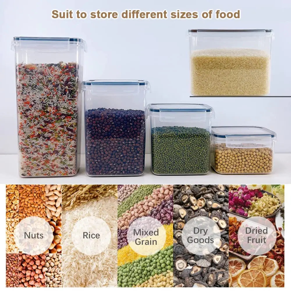 Food Storage Containers Set With Lids,Plastic Kitchen And Pantry Organization Canisters For Cereal Flour,Sugar Organizer (8pcs)