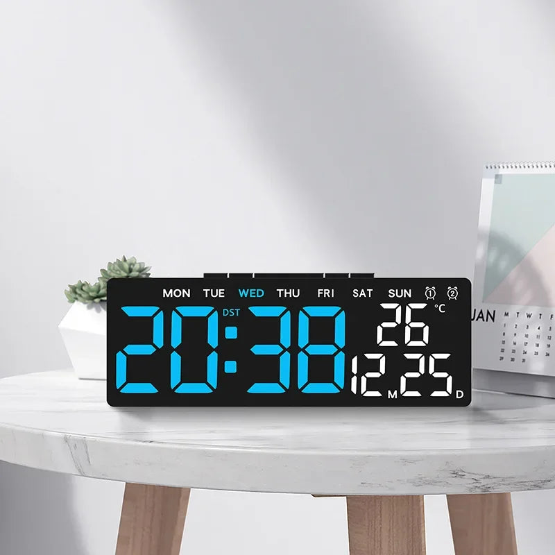 LED Digital Alarm Clock Brightness Adjustable Electronic Alarm Clock Date Temp Week Display Table Clock USB Output Bedside Clock