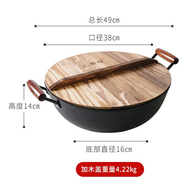 Old-fashioned Handmade Cast Iron Pot Kitchen Non-coated Thickened Woks Induction Cooker Universal Stew Pots Enamel Pot Cookware