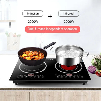 Portable Electric Double Stove 2200W Induction Cooker Double Burner Hot Plate Cooktop