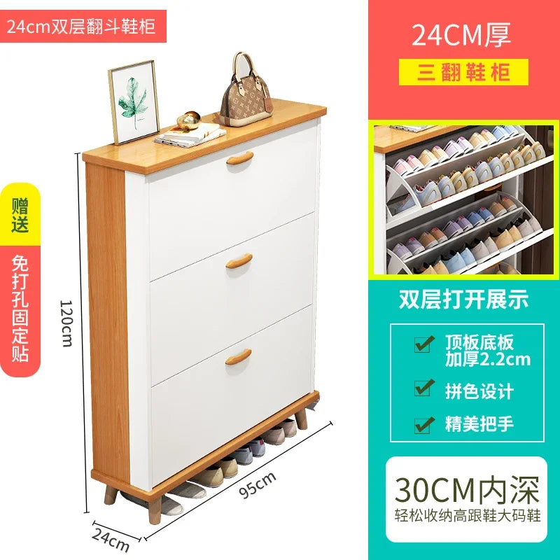 Ultra-Thin Shoe Cabinet Home Doorway Home Tilting Entrance Cabinet Shoe Rack