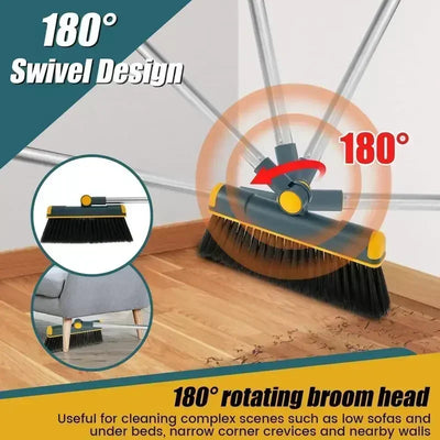 3PCS/Set Foldable Broom And Scoop Set Upright Dust Pan And Brush Set 180 Degree Rotation Dustless Floor Soft Brush Home