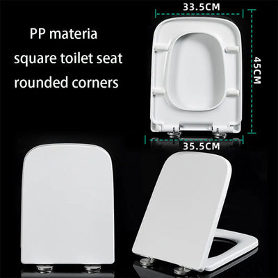 Adjustable Rounded Square Toilet Seat Cover Plate PP Slow Down Toilet Seats Lid Perfect Replacement Bathroom Toilet Seat Supply