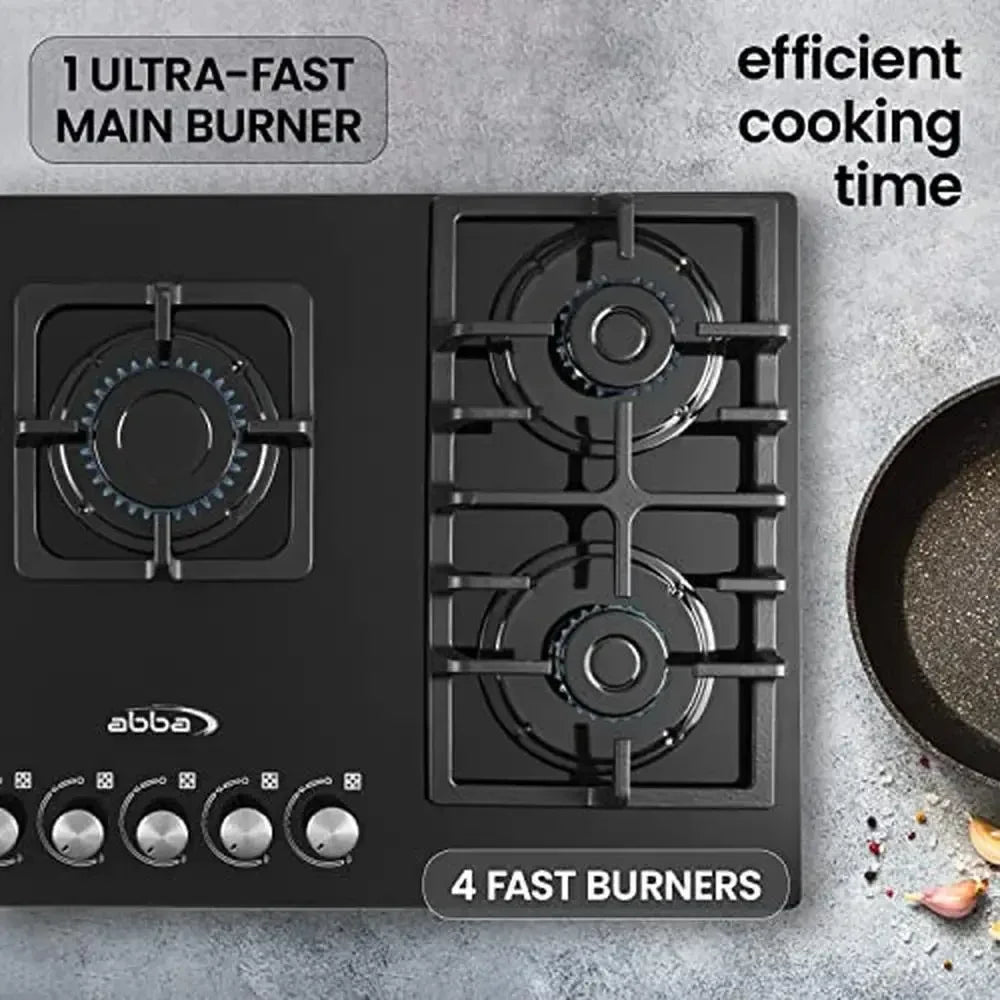 Gas Cooktop 36" 5 Sealed Burners Tempered Glass Surface Natural Gas Stove Countertop Installation Manual Included