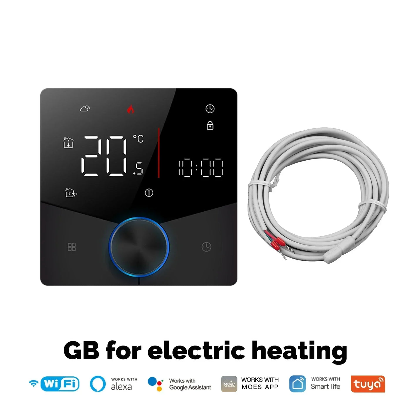 MOES Smart Knob Thermostat,WiFi Gas Boiler Electric Heating Temperature Controller,LCD Display Touch Screen,Tuya,Alexa,Google