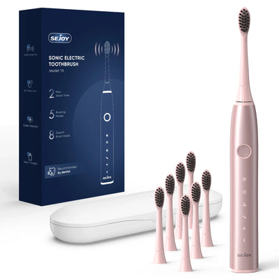 Sejoy Electric Toothbrush Whitening Portable Sonic Toothbrush with Travel Case , 5 Cleaning Modes IPX7 Sonic Electric Toothbrush