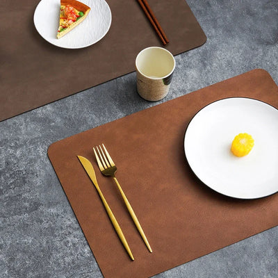 2024 New Faux Leather Placemats Coaster Non-Slip for Kitchen Dining Table Conference Restaurant Coffee Cup Tableware Mat