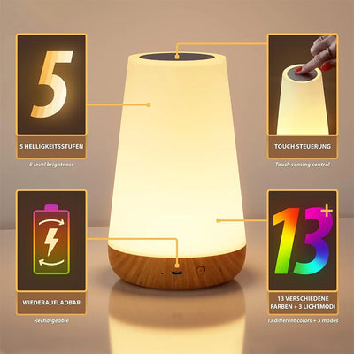 Night Light RGB 13 Color Changing Remote Control Touch Dimmable Lamp Portable Table Bedside Lamps USB Rechargeable Night Lamp