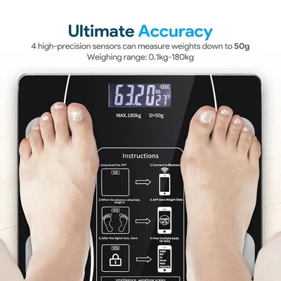 Body Fat Scale LED Digital Display APP Smart Weight Scale USB Rechargeable Body Composition Analyzer Test Scale Body Fat Scale