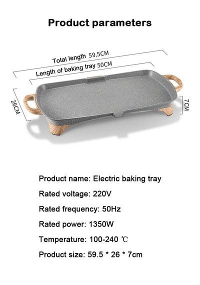 DMWD Household Electric Barbecue Grill Korean smokeless Baking Machine Non-stick coating Teppanyaki Plate Steak Roaster Picnic