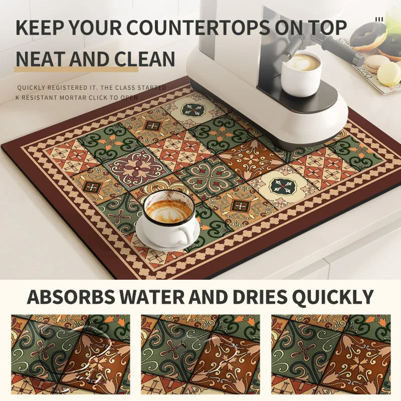 Coffee Machine Mat Waterproof Kitchen Draining Pad Non-slip Drain Dish Drying Mats Heat Resistant Tableware Placemat Dinnerware