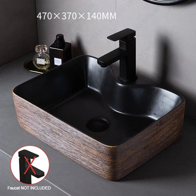 Brown Porcelain Ceramic Vessel Sink Above Counter Vanity Bowl Basin Bathroom Sanitary Balcony Table Sink Countertop Oval Basin