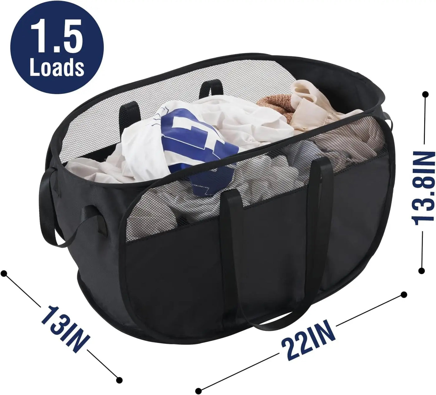 Collapsible Laundry Basket Foldable Pop Up Hamper with Reinforced Carry Handles for Laundry Bathroom Dorm or Travel