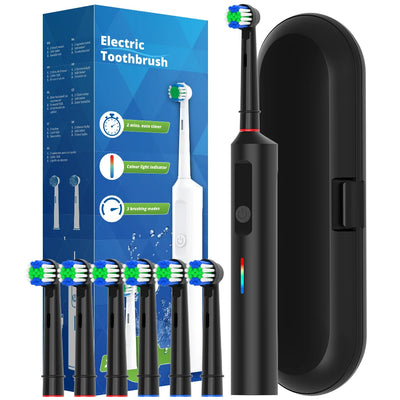 Smart Rotating Electric Toothbrush, Rechargeable Rotary Toothbrush with 6 Heads, Compatible with Oral B Replacement Brush Heads