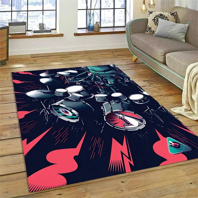 Drum Kit Carpet for Living Room Bedroom Decoration Music Instruments Area Rugs Non-slip Home Lounge Floor Mat Kitchen Doormat